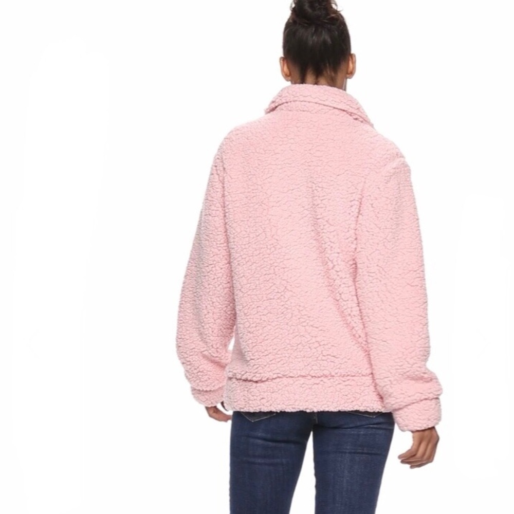 Levi's Women’s Oversized Sherpa Bomber Jacket Pink Small - Picture 4 of 9